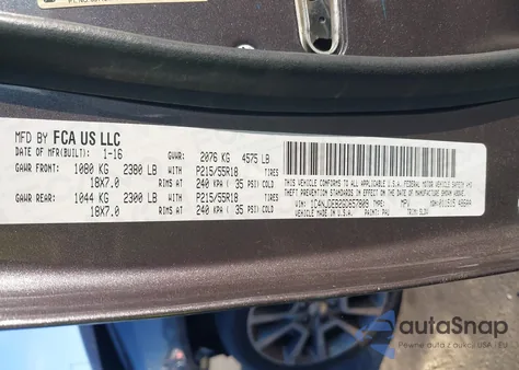 2016 Jeep Compass High Altitude Edition from USA, damaged, VIN 1C4NJDEB2GD657809